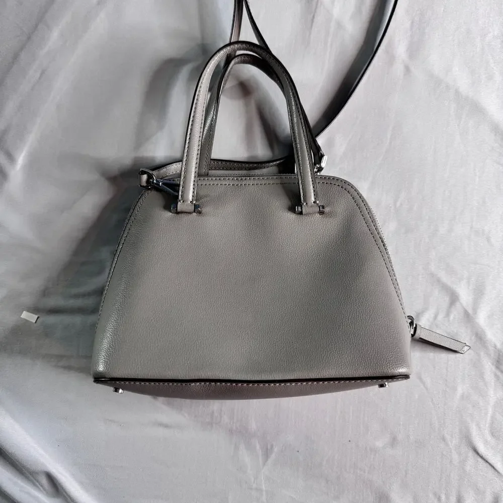 Kate Spade New York Gray Dome Satchel Crossbody Bag Pebbled Leather Purse - Picture 5 of 10